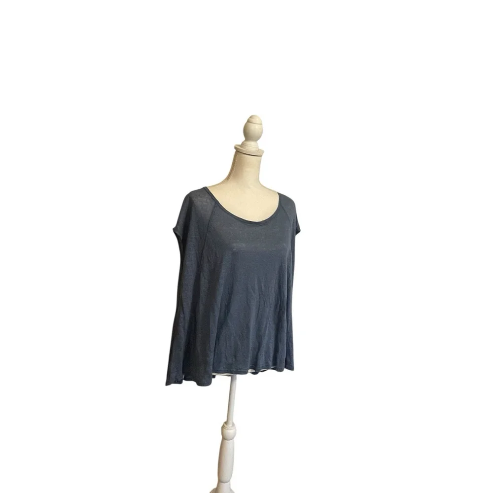 We The Free Free People Linen Tunic Top Women S Blue Boho Lagenlook Oversized
